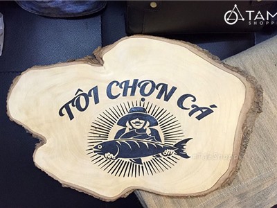 Bảng gỗ vẽ tay: TÔI CHỌN CÁ